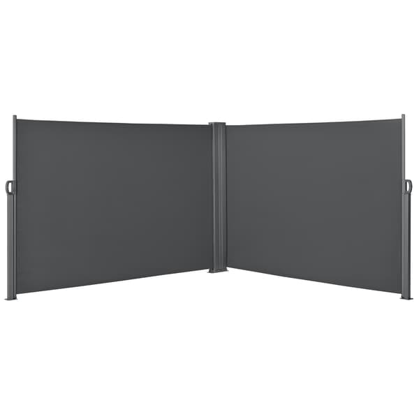 [pro.tec]® Dubbel sidomarkis-300x300x160cm-utdragbar-UV-skydd-pulverlackerad stål-grå