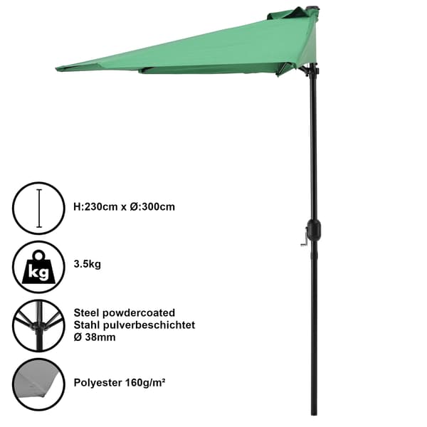 [casa.pro]® Halvcirkelformad parasoll-Grön