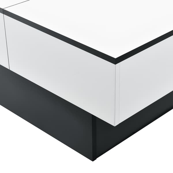 [en.casa] Soffbord Lens med inbyggd förvaring-40x80x60cm-melaminbelagd spånskiva-svart-vit högglans