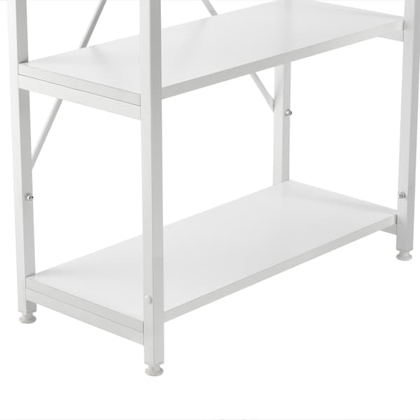 [en.casa]® Skrivbord Stavanger med 4 hyllor-122x120x64cm-stål-melaminbelagd spånskiva-vit