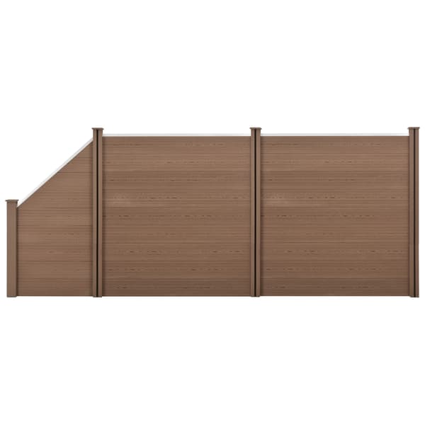 [neu.holz]® WPC Hegn sæt med stolpe: firkantet, skrå - 183x451cm - brun