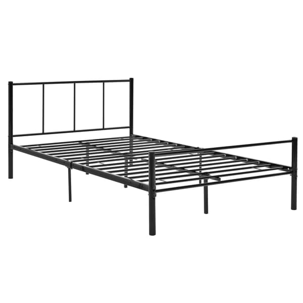 [en.casa]® Sängstomme i metall med ribotten-200x120cm-pulverlackerat stål-svart