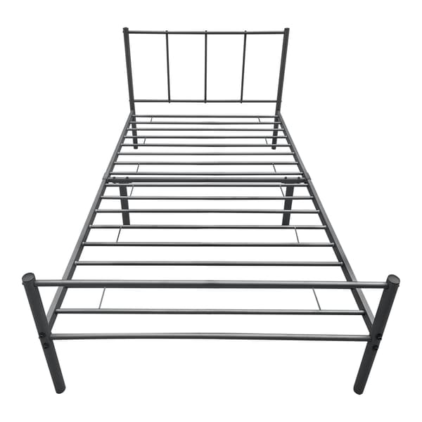 [en.casa]® Sängstomme Laos i metall inkl. ribbotten-200x90cm-stål-mörkgrå matt-reptålig