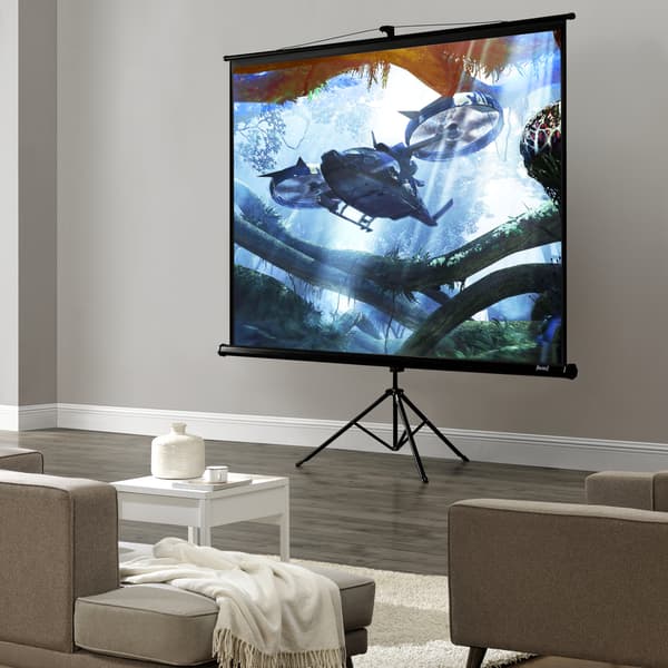 [in.tec] Projektorlærred-Projektorskærm med stativ - 213x216x65cm - 113 inch / 287 cm - HD / 3D - PVC belægning - Gain: 1,1 - Tripod