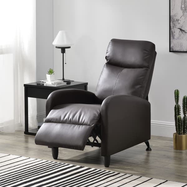 [en.casa]® Relax fåtölj Cleo-stoppad-102x60x92cm-sitshöjd:46cm-PU konstläder-metall-brun-svart-justerbar rygg