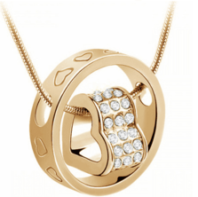 Halsband med ring med hjärta inuti, guldfärgad
