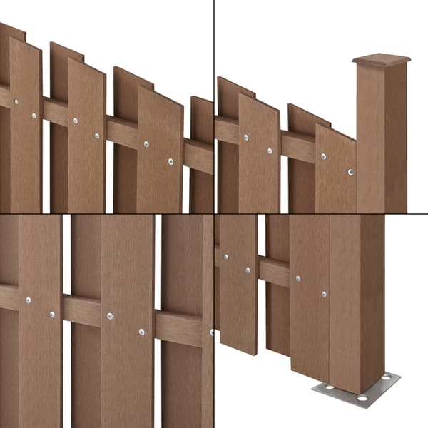 [neu.holz]® Hegn med stolpe - bue form - WPC - 185x193cm - brun