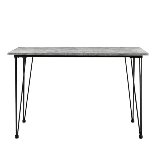 [en.casa]® Matbord med spännben-120x70x75cm-stål-MDF-betongkänsla / svart-plats för 4