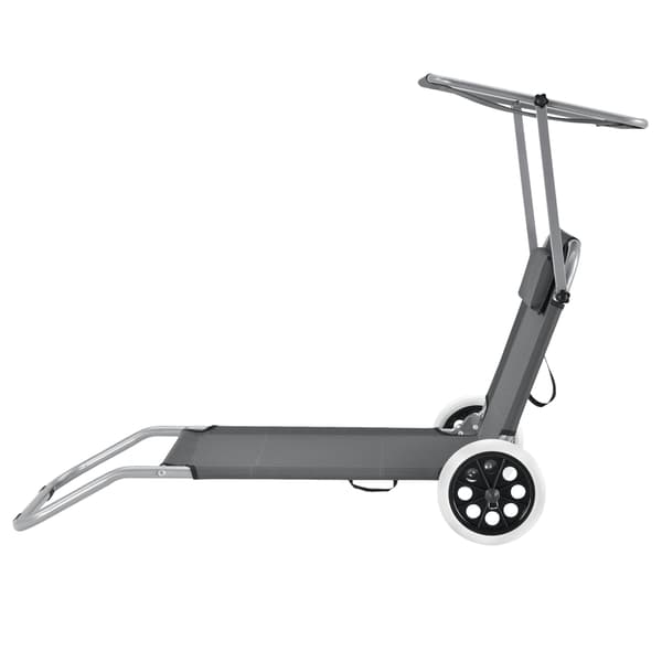 [casa.pro]® Solsäng med tak och hjul-set 2-mörkrå-146x52x15cm-Oxford tyg-4 lägen