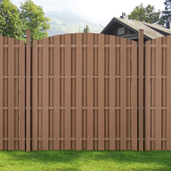 [neu.holz]® Hegn med stolpe - bue form - WPC - 185x193cm - brun