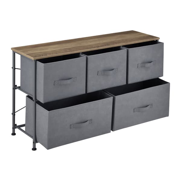 [pro.tec]® Byrå med 5 lådor-55x100x29cm-metall-nonwoven-träimitation-MDF