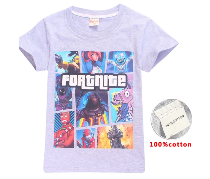 Fortnite T-shirts til børn dimensioneret 140 Gray (Model 8391)