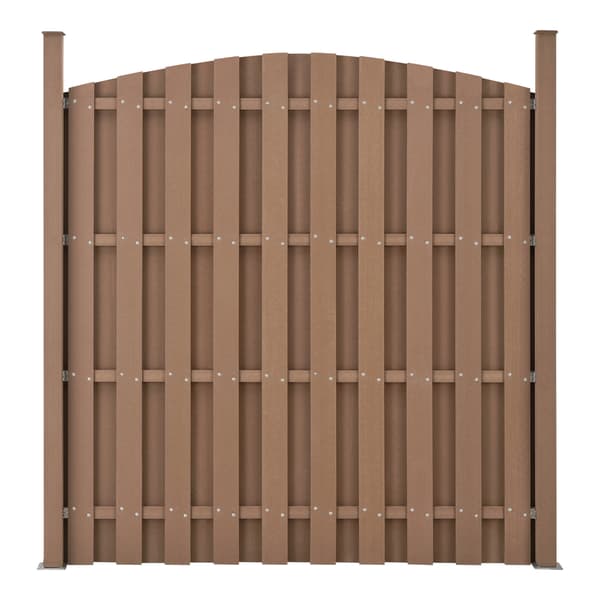 [neu.holz]® Hegn med stolpe - bue form - WPC - 185x193cm - brun