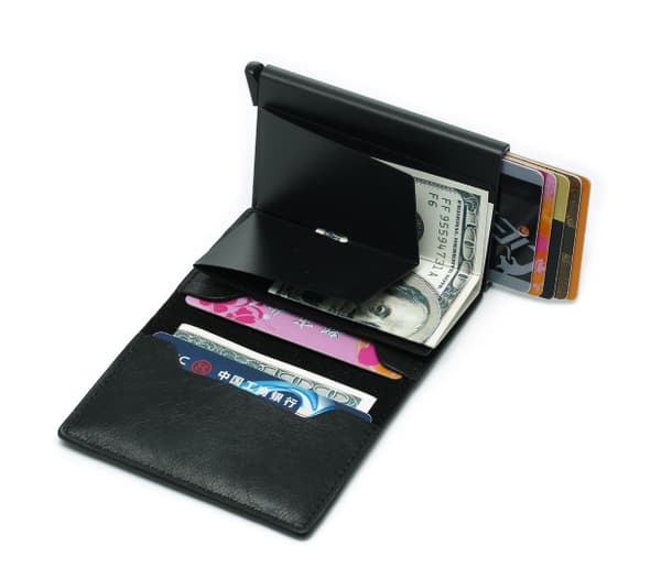 Puna- RFID Protection Wallet Kortin haltija 5kpl kortit (Aito nahka) -laatia Button