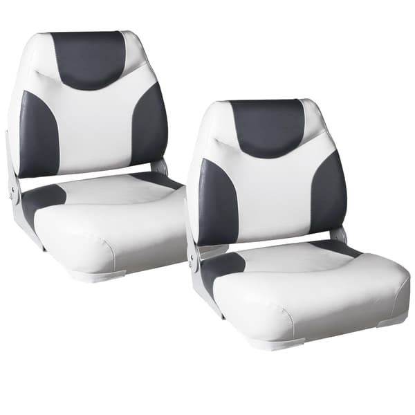 [pro.tec]® Fällbar båtstol-set 2-grå/vit-42,5x41x50cm