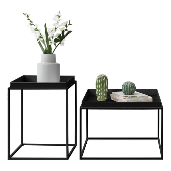 [en.casa] Brickbord-set 2-avtagbar bricka-svart-39x54,5x54,5cm-55,5x54x40cm-reptålig