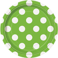 Små Papperstallrikar Lime/Prickiga Runda