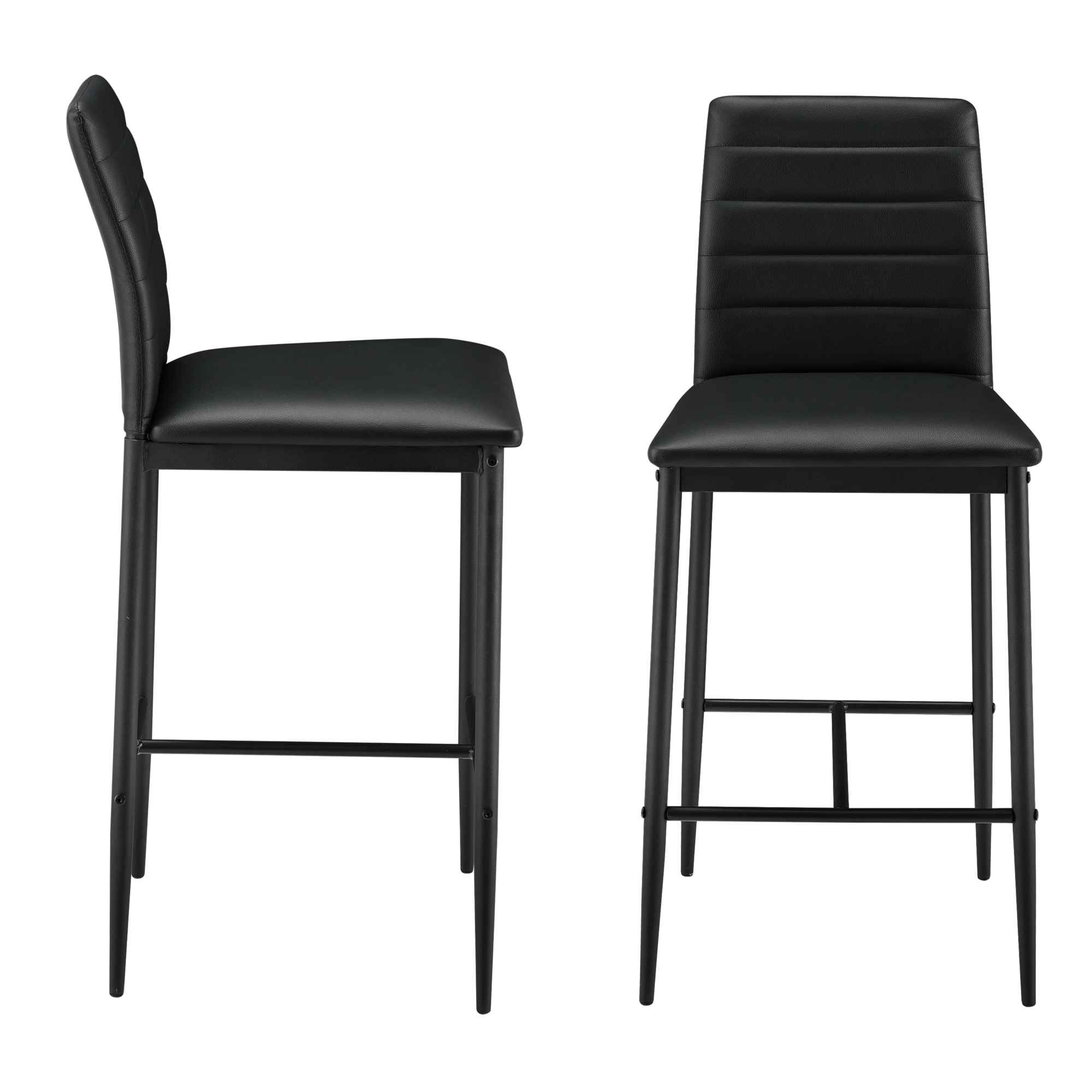 [en-casa]Barstol Lidköping-set 2-med fotstöd-96x43x47cm-PU-konstläder-stål-svart