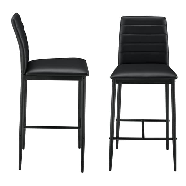 [en.casa]® Barstol Lidköping-set 2-med fotstöd-96x43x47cm-PU-konstläder-stål-svart