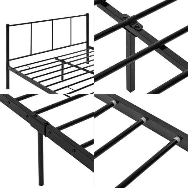 [en.casa]® Sengeramme af metal med lamelbund - 200x140cm - pulverlakeret stål - sort