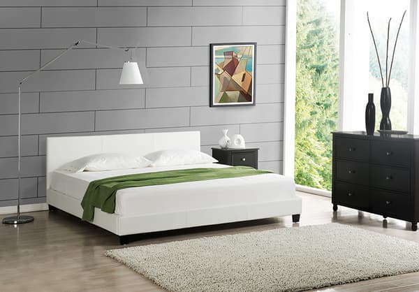 Corium® Moderni, tekonahalla verhoiltu parisänky 140x200 cm (valkoinen)