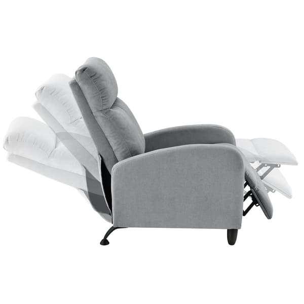 [en.casa] ® Relax lænestol Cleo-polstret-102x60x92cm-siddehøjde: 46 cm-tekstil-metal-lysegrå-sort-justerbar ryg