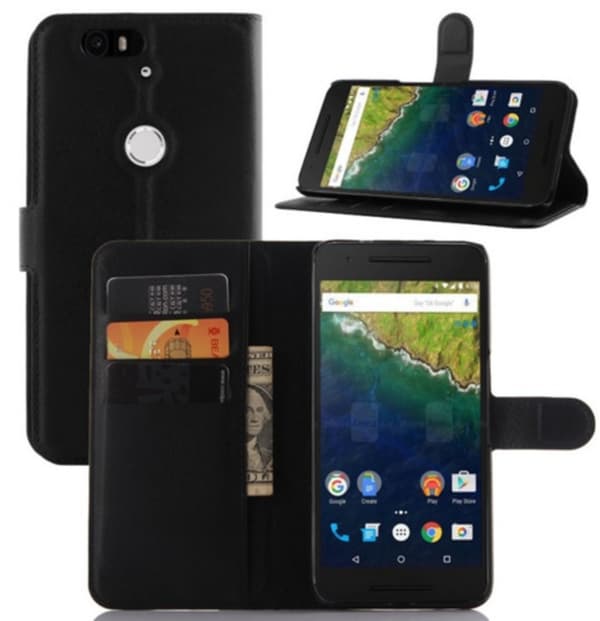 Mobilväska Google Nexus 6P Black w/Stand