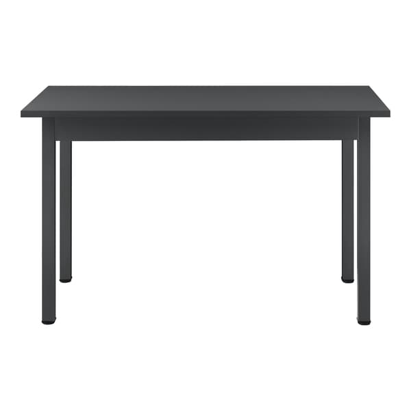 [en.casa]® Matbord Den Haag-120x60x75cm-pulverlackerat stål-melaminbelagd MDF-mörkgrå-plats för 4