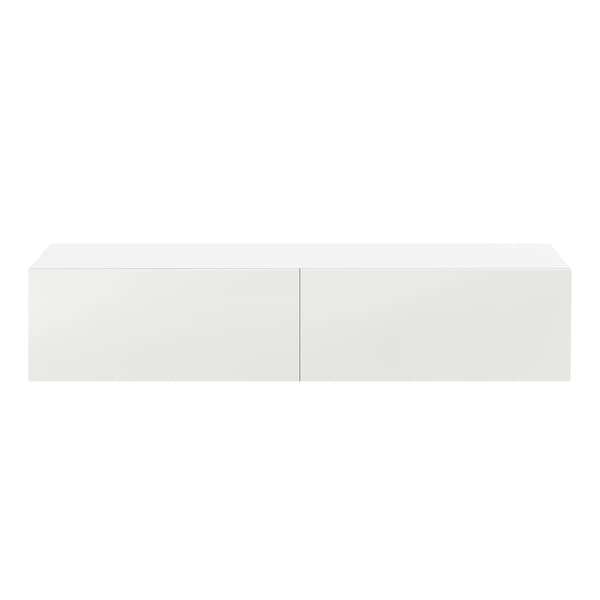 [en.casa] Väggskåp Evaton-tv-bord-sängbord-hallmöbel-med 2 lådor-140x33x30cm-melaminbelagd spånskiva-vit högglans-max. belastning: 25 kg