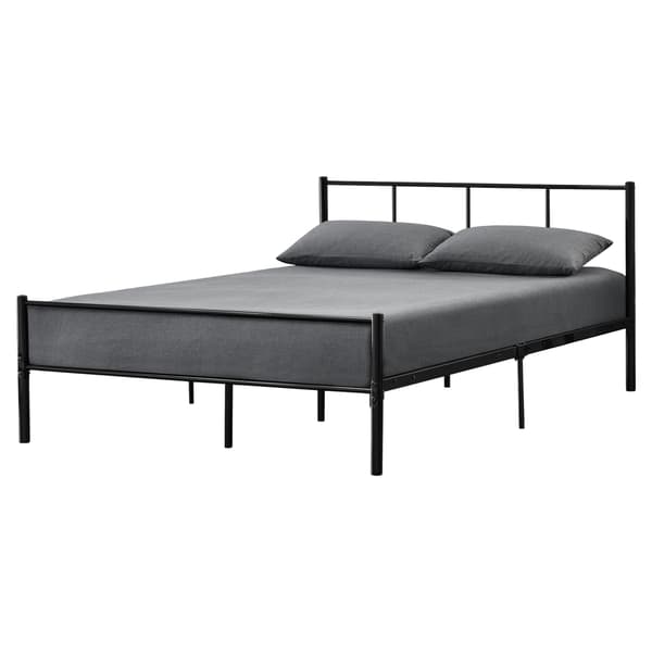 [en.casa]® Sängstomme i metall med ribotten-200x140cm-pulverlackerat stål-svart