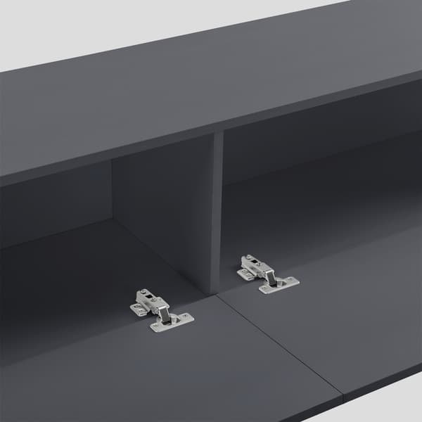 [en.casa] Väggskåp Evaton-tv-bord-sängbord-hallmöbel-med 2 lådor-140x33x30cm-melaminbelagd spånskiva-mörkgrå matt-max. belastning: 25 kg