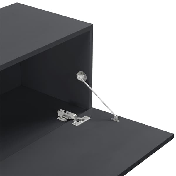 [en.casa] Väggskåp Evaton-tv-bord-sängbord-hallmöbel-med 2 lådor-140x33x30cm-melaminbelagd spånskiva-mörkgrå matt-max. belastning: 25 kg