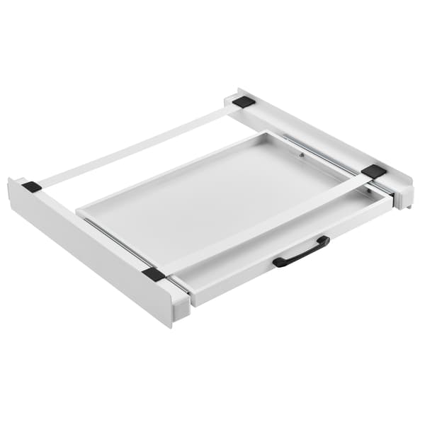 [en.casa]® Monteringsram med skiva för tvätt/tork- 7,5x60x54cm-passar alla maskiner med en bredd på 60 cm-pulverlackerat stål-vit-max. belastning på skivan: 10 kg