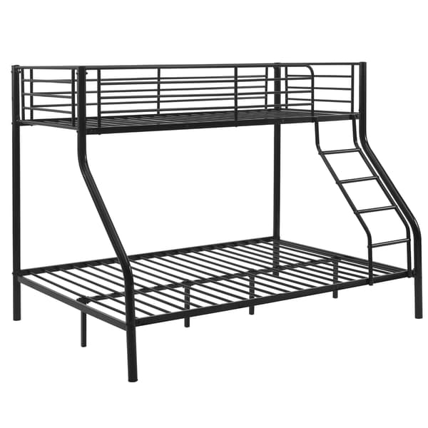[neu.haus]® Køjeseng ramme af metal inkl. madras - 210x147,5x168cm - plads for 3 - med stig - sort