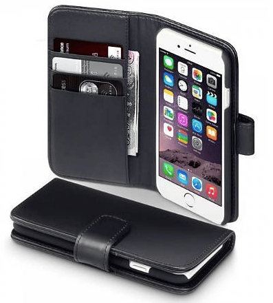 Plånboksfodral iPhone 6/6S Äkta Läder Svart