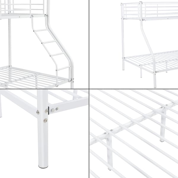 [neu.haus]® Køjeseng ramme af metal - 210x147,5x168cm - plads for 3 - med stig - hvid