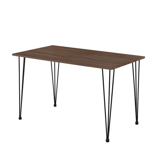 [en.casa]® Elegant spisebord med hårnål ben - 120x70x75cm - pulverlakeret stål - MDF - sort - valnød udseende - plads for 4 personer