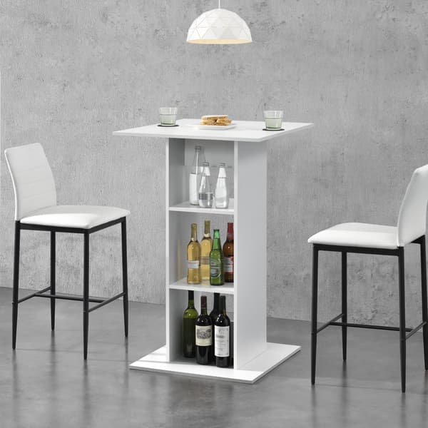 [en.casa] Barbord Visby-70x70x110cm-med hylla-vit-melaminbelagd spånskiva