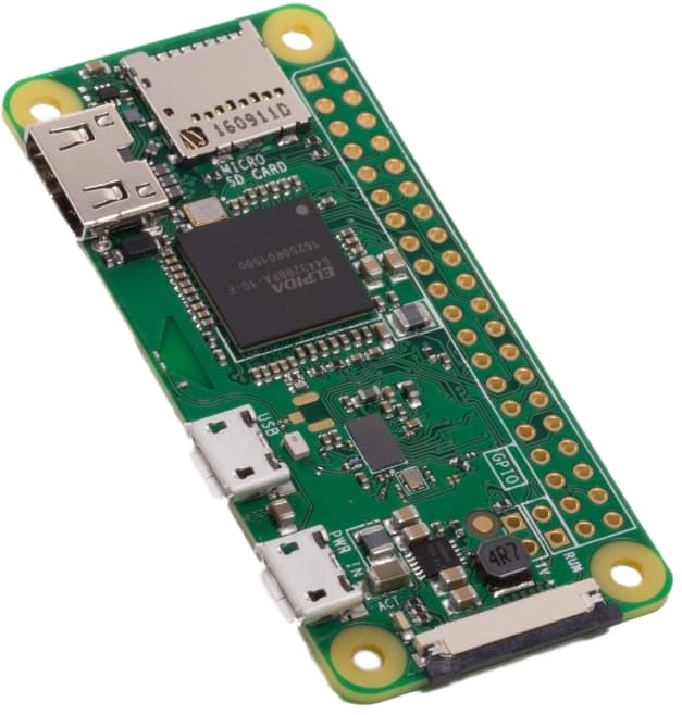 Raspberry Pi Zero W, seperate GPIO headers, WiFi+BT, microSD, green