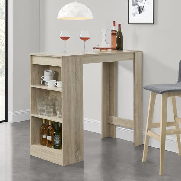 [en.casa] Elegant barbord med kopholder 110x50x103cm - krydsfiner - eg udseende