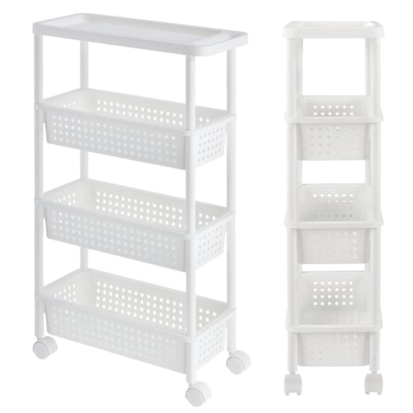 [en.casa]® Hylla på hjul-100x22x48cm-pp-vit
