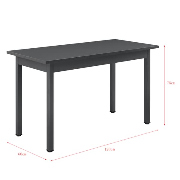[en.casa]® Matbord Den Haag-120x60x75cm-pulverlackerat stål-melaminbelagd MDF-mörkgrå-plats för 4