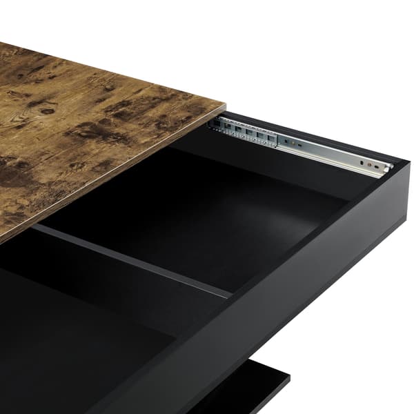 [en.casa]® Soffbord Lünen med inbyggd förvaring-40x110x60cm-trä imitation-svart-melaminbelagd spånskiva