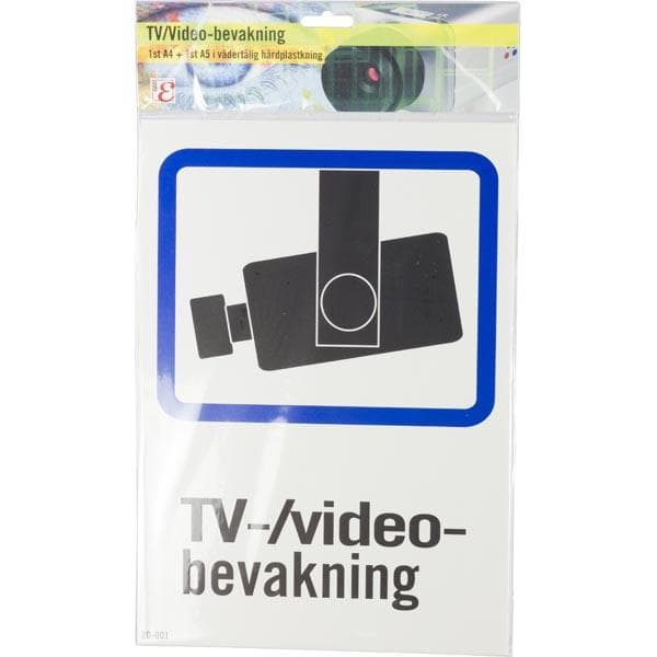 EPZI Plastskylt, TV/Video-bevakning, A4 & A5-storlek (20-005)