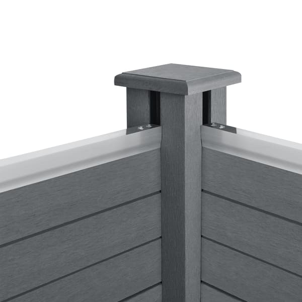 [neu.holz]® WPC Staket med 4 stolpar-165x314cm-grå-24 WPC-skivor-hållbar och väderbeständig