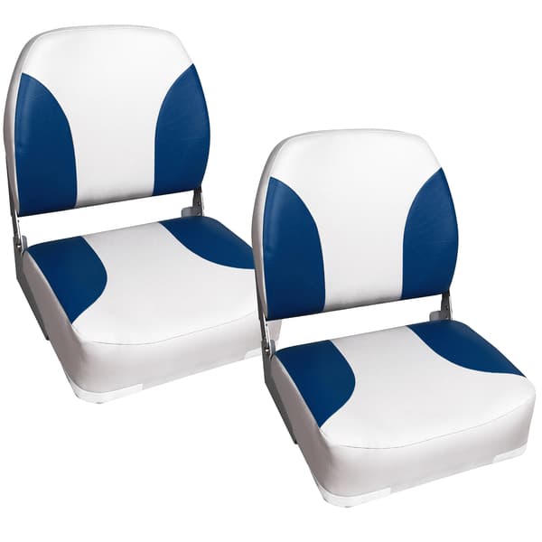 [pro.tec]® Fållbar båtstol-set 2-vit / blå-41,5x39x51cm-fällbar