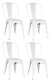 Plåt stolar matt vita pris 4 pack