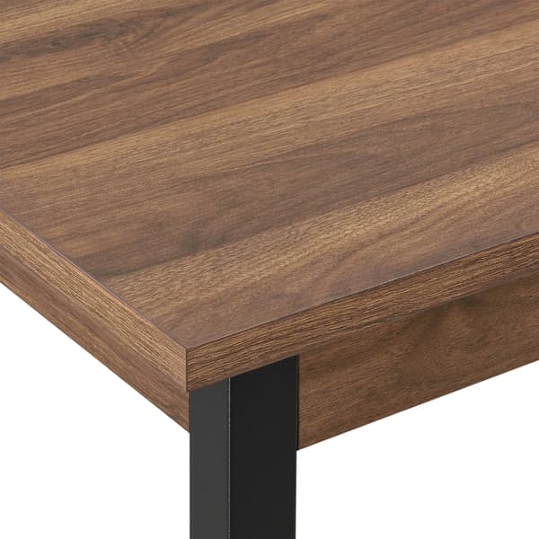 [en.casa]® Matbord Den Haag-120x60x75cm-pulverlackerat stål-melaminbelagd MDF-valnöt imitation-svart-plats för 4