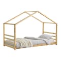 Miniatyrbillede 1 af 6: [en.casa]® Børneseng "Hus" med lamelbund - 200x90cm - fyrretræ - naturfarvet