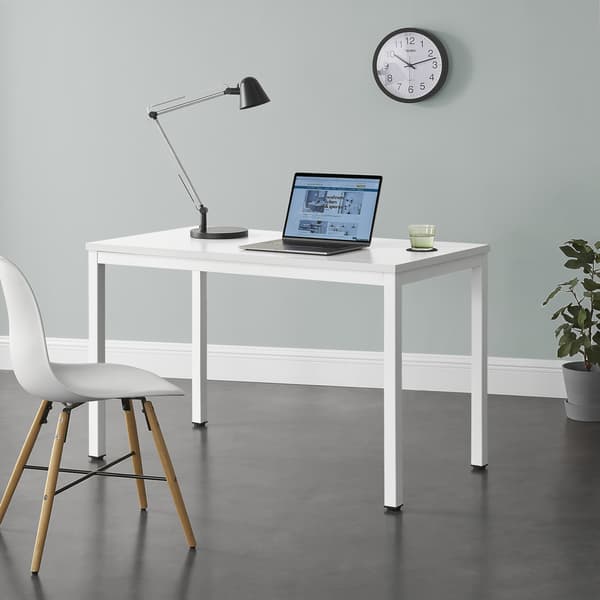 [en.casa]® Skrivbord Odense-75x120x60cm-justerbar höjd-stål-melaminbelagd spånskiva-vit